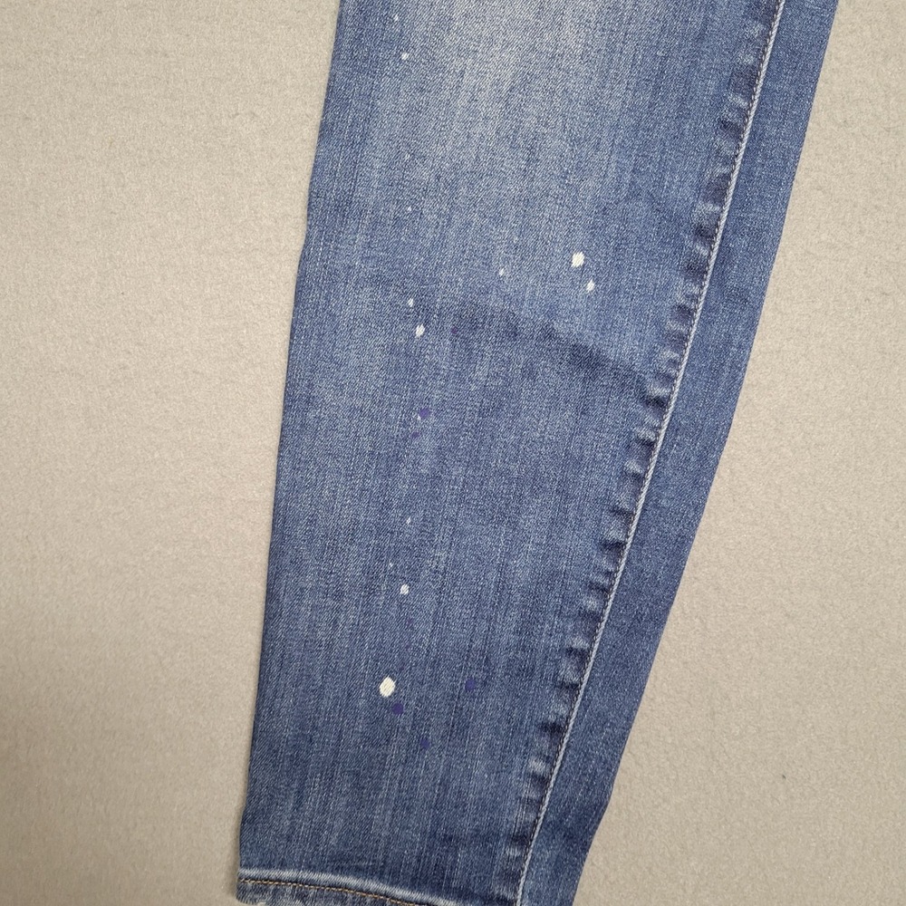 Madewell Jeans Women 31 Blue Wash Paint Splatter Distressed Skinny Leg Casual - Picture 12 of 16